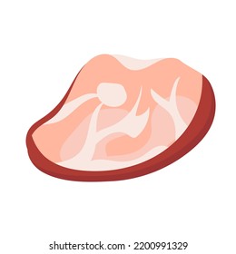 Deli Meat Ham And Salami Food Icon. Isolated Cartoon Barbecue Steak Cooking And Beef Illustration. Gastronomy Delicatessen And Bacon Veal Product. Farm Grocery Delicious Animal