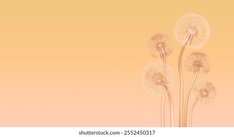 Delicate dandelion seeds on pastel gradient background, symbolizing tranquility and natural beauty. Ideal for themes of growth, simplicity, and serenity in nature. 3d rendering - Powered by Shutterstock