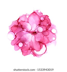 Delicate Hand Drawn Watercolor Flower In Pink Tones. Alcohol Ink Art. Raster Illustration.