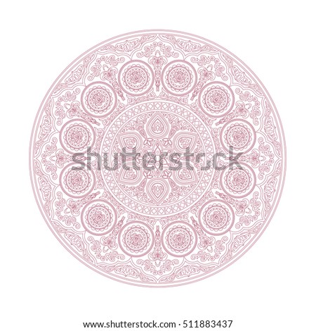 Delicate mandala pattern in boho style on white