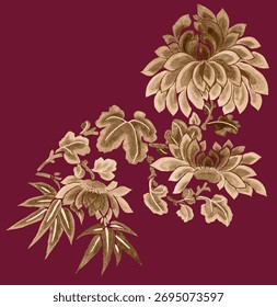 A delicate seamless floral pattern featuring soft purple flowers and green leaves on a light background. The hand-drawn botanical illustration style 