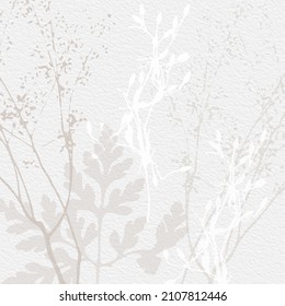 Delicate Watercolor Botanical Digital Paper Floral Background In Soft Basic Nude Beige Tones. Neutral Elegant Pattern On White Organic Paper Texture