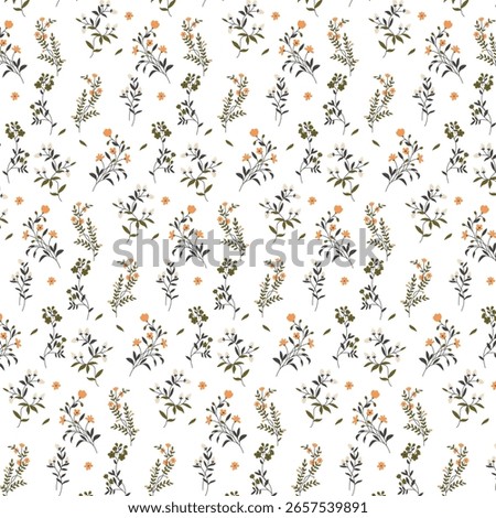Delicate Wildflower Pattern with Greenery and Blooms