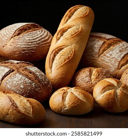 Delicious bread left on the table