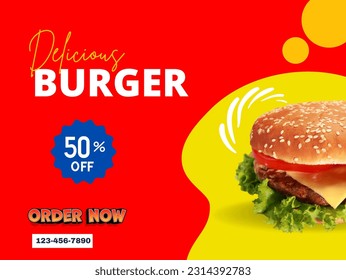 delicious burger up to 50 percent off offer  - Powered by Shutterstock