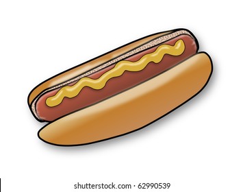 A delicious Hot Dog over a White Background