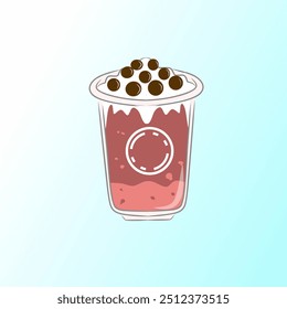 Delicious ice cream vector topped with chewy boba pearls, perfect for dessert menus, advertisements, or fun colorful designs. The vibrant colors and detailed toppings make it a sweet treat for the eye - Powered by Shutterstock