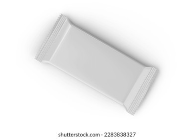 Deliciously Realistic Glossy Plastic Chocolate Bar Package Blank Image Isolated on White 3D Rendering