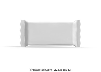 Deliciously Realistic Glossy Plastic Chocolate Bar Package Blank Image Isolated on White 3D Rendering