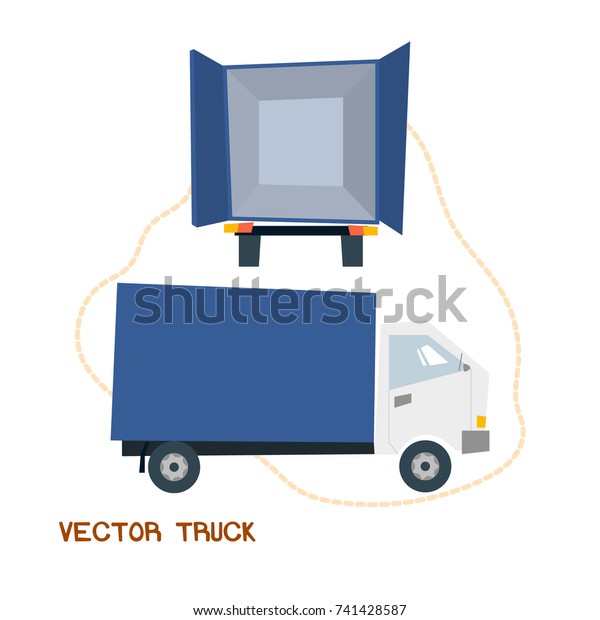 Delievery truck rear and side view cartoon style\
illustration 