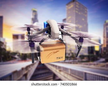 delivery conceptGeneric Design Remote Control Air Drone Flying Craft Box Post Fast Delivery 3D rendering image