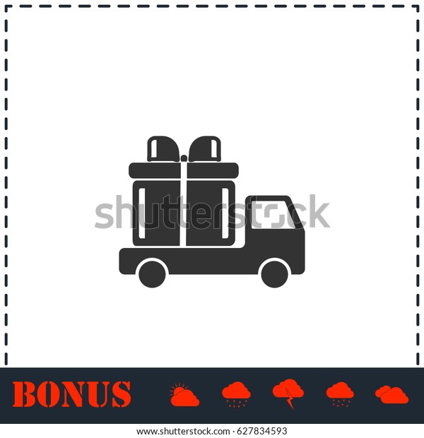Delivery gift icon flat. Simple illustration\
symbol and bonus\
pictogram