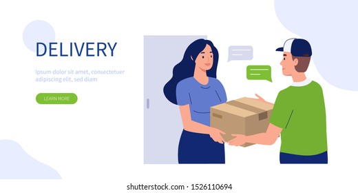 Delivery Man Customer Door Can Use Stock Vector (royalty Free) 1452594038