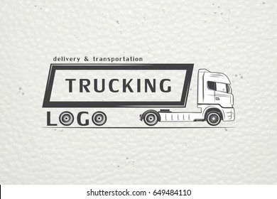 Delivery Service. Cargo Transportation And Logistics. Freight Solutions. Trucking Logo Detailed. Typographic Labels, Stickers, Logos And Badges.