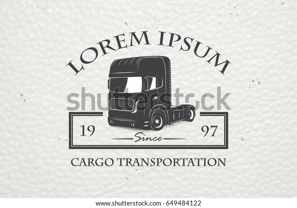 Delivery service. Cargo transportation and\
logistics. Freight Solutions. Trucking Logo Detailed. Typographic\
labels, stickers, logos and\
badges.