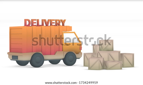 Delivery truck cargo shipping transport service\
logistic letter cartoon\
3D