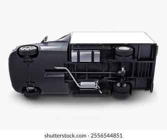 Delivery truck showcasing undercarriage and components - Powered by Shutterstock