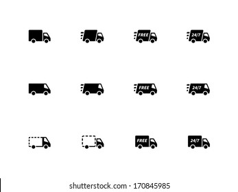 Delivery Trucks Icons On White Background Stock Vector (Royalty Free ...