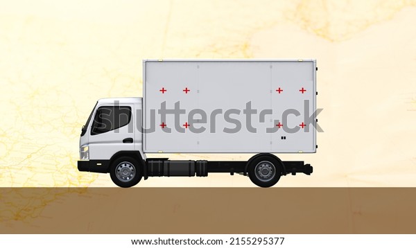 Delivery van animation with tracker points.\
3d\
illustration.
