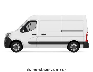 Delivery Van Isolated (side view). 3D rendering