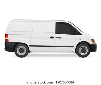Delivery Van Isolated (side view). 3D rendering