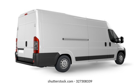 Delivery Van Mockup, Layout For Presentation. 3D Render Illustration.