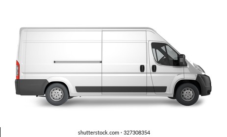 Delivery Van Mockup, Layout For Presentation. 3D Render Illustration.