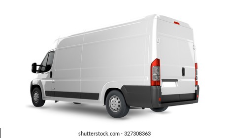 Delivery Van Mockup, Layout For Presentation. 3D Render Illustration.