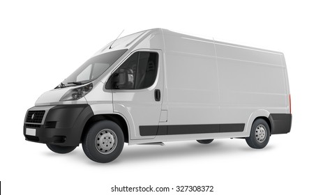 Delivery Van Mockup, Layout For Presentation. 3D Render Illustration.