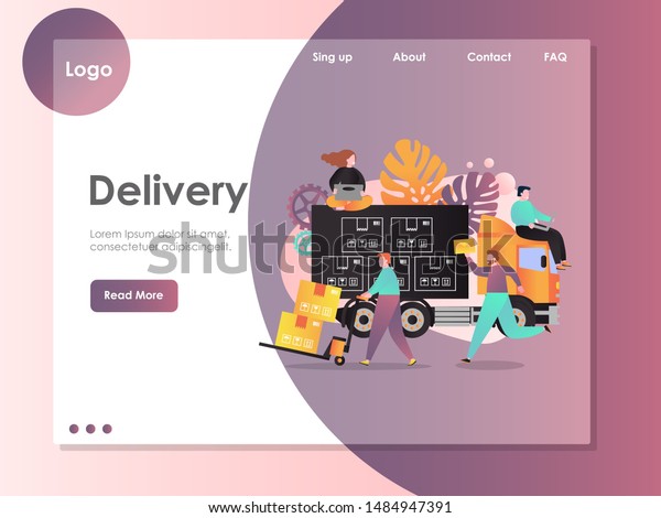 Delivery website template, web page and landing\
page design for website and mobile site development. Delivery\
company services\
concept.