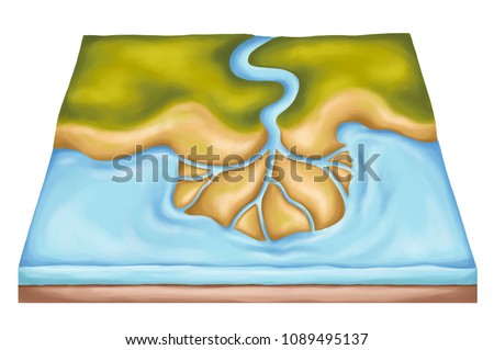 delta river delta section coastline physical stock illustration