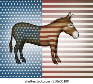 Democrat Donkey Painted With Stars and Stripes