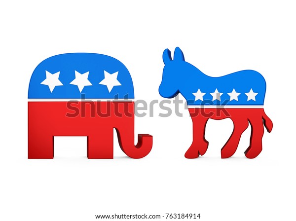 Democrat Donkey Republican Elephant 3d Rendering Stock Illustration ...