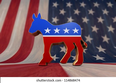 Democrat Party Symbol On An American Flag Background