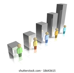 Demographic Bar Graph With Neutral Colored People.