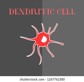 Dendritic Cell Logo And Icon Style Simple Illustration In Red And White Outline. Immune Cell Army.