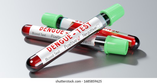 Dengue Virus - Test Tubes, Blood Tests - 3D Illustration