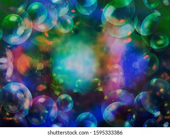 A dense background of multicolored bubbles, it 's an abstract textured image, of a fantastic cloud highlighted by spotlights