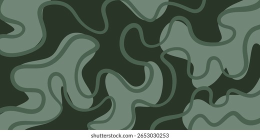 A dense chaotic pattern in a deep khaki palette. Reminiscent of classic camouflage with an artistic twist.