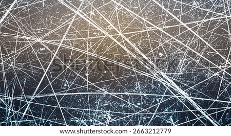 A dense, chaotic pattern of thin white lines crisscrossing a dark, textured surface, creating a sense of depth and complexity.