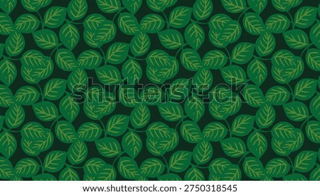 A dense pattern of green leaves viewed from directly above in a repeating arrangement