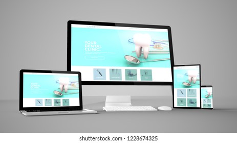 Dental Clinic Website Isolated Gadget Devices 3d Rendering