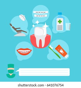 Dental Health Care And Oral Hygiene Infographic Concept. Illustration