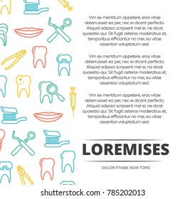 Dental Poster Design With Colorful Icons. Dental Banner Illustration