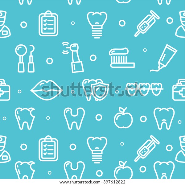青の背景に歯医院の背景パターン イラスト のイラスト素材