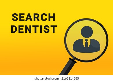 Dentist Career. Build A Career Concept. Dentist Working. Dentist Career Text On Yellow Background. Loupe Symbolizes Job Search. Wallpapers On Theme Jobs.