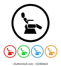 Dentist Chair Icon With Color Variations.  Raster Version.