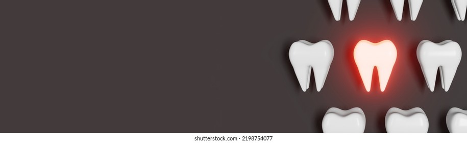 Dentistry banner Toothache problem 3d rendering pattern grey background. White healthy teeth molar tooth with pain. National Dentist's Day Wisdom teeth extraction. Oral care recovery.Dental Insurance  - Powered by Shutterstock