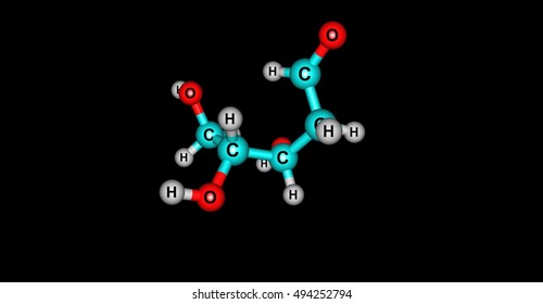 Deoxyribose Or More 2-deoxyribose Is A Monosaccharide. Its Name Indicates That It Is A Deoxy Sugar, 3d Illustration