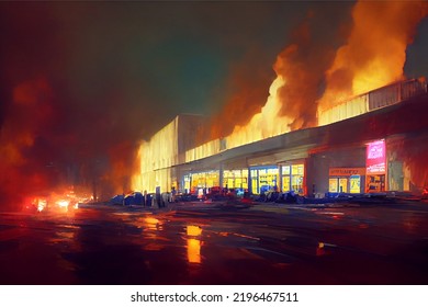 Department Store Strip Mall Building In Danger On Fire